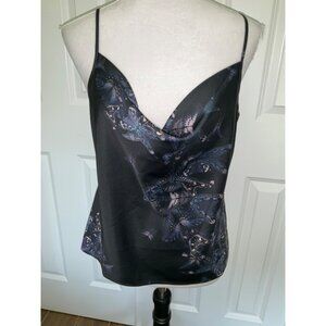 All Saints Hadley Butterfly Satin Tank Women's Black Size 6
